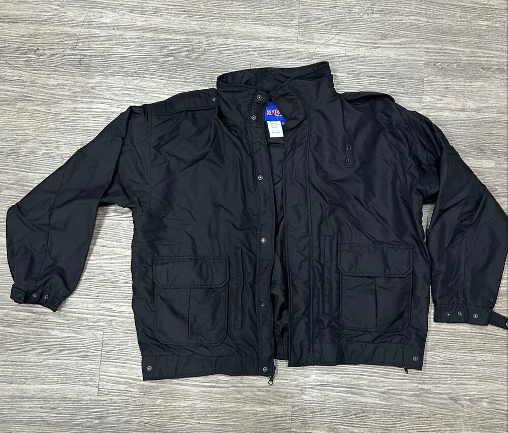Vintage Spiewak Black Nylon Utility Bomber Jacket Mens XL Full Zip Outdoor Coat